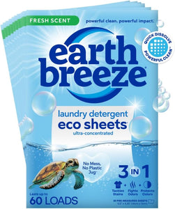 ITEM# 0110   Earth Breeze Laundry Detergent Sheets - Fresh Scent and Fragrance Free, Liquidless Technology… (Watch Video)