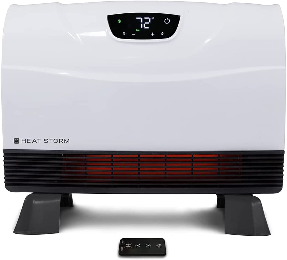 ITEM# 0155   Heat Storm Phoenix Infrared Space Heater with Attachable Feet, Remote Control, Energy Efficient-750-1500 Watts, Floor or Wall - HS-1500-PHX (Watch Video)