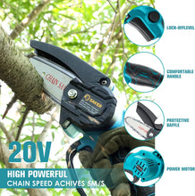 Load image into Gallery viewer, ITEM# 0154   Mini Chainsaw, Portable Electric Best Chainsaw Cordless, Small Handheld Chain Saw Pruning Shears Chainsaw for Tree Branches, Courtyard and Garden(SAKER MINI CHAINSAW + BATTERIES) Watch Video)
