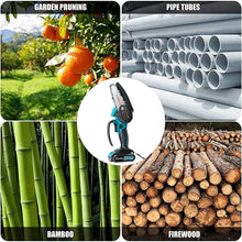 Load image into Gallery viewer, ITEM# 0154   Mini Chainsaw, Portable Electric Best Chainsaw Cordless, Small Handheld Chain Saw Pruning Shears Chainsaw for Tree Branches, Courtyard and Garden(SAKER MINI CHAINSAW + BATTERIES) Watch Video)
