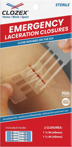 ITEM# 0210   Emergency Laceration Kit - Repair Wounds Without Stitches. FDA Cleared Skin Closure Device for a Wound Up to 1 1/2 Inches in Length. Complete Kit to Clean, Close, and Cover Wounds. (Watch Video)