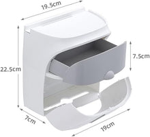 Load image into Gallery viewer, ITEM# 0002   Toilet Paper Roll Holder with Storage Drawer Bathroom Tissue Box Wall Organizer Shower Facial Tissue Holder for Roll Toilet Paper (Watch Video)
