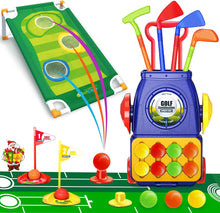Load image into Gallery viewer, ITEM# 0206   Toddler Golf Set,Kids Golf Clubs with 4 Rods,10 Balls,Quick Assembly Adjustable Cue for Little Hands,Indoor Outdoor Golf Toy (Watch Video)
