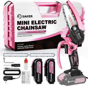 ITEM# 0154   Mini Chainsaw, Portable Electric Best Chainsaw Cordless, Small Handheld Chain Saw Pruning Shears Chainsaw for Tree Branches, Courtyard and Garden(SAKER MINI CHAINSAW + BATTERIES) Watch Video)