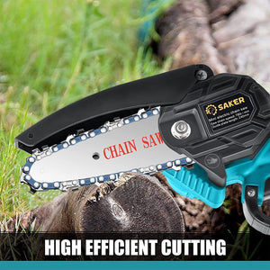 ITEM# 0154   Mini Chainsaw, Portable Electric Best Chainsaw Cordless, Small Handheld Chain Saw Pruning Shears Chainsaw for Tree Branches, Courtyard and Garden(SAKER MINI CHAINSAW + BATTERIES) Watch Video)