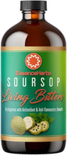 Load image into Gallery viewer, ITEM# 0237   Essence Herbs Soursop Bitters Liquid with Gut &amp; Digestive Support, Antioxidant Herbal Supplement with Soursop Leaves, Moringa, Black Seed &amp; Turmeric, 16 fl oz
