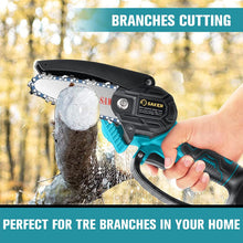 Load image into Gallery viewer, ITEM# 0154   Mini Chainsaw, Portable Electric Best Chainsaw Cordless, Small Handheld Chain Saw Pruning Shears Chainsaw for Tree Branches, Courtyard and Garden(SAKER MINI CHAINSAW + BATTERIES) Watch Video)
