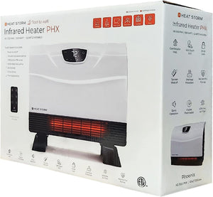 ITEM# 0155   Heat Storm Phoenix Infrared Space Heater with Attachable Feet, Remote Control, Energy Efficient-750-1500 Watts, Floor or Wall - HS-1500-PHX (Watch Video)