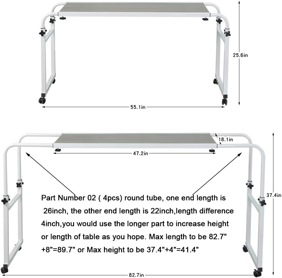 ITEM# 0175 Overbed Desk Laptop Cart Laptop Desk with Wheels Over Bed D ...