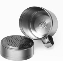 Load image into Gallery viewer, ITEM# 0120   Stainless Steel Salt and Pepper Shakers Set with Lid and Handle 127 Holes, Metal Dredge Shaker (2 Pieces)
