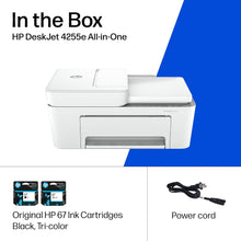 Load image into Gallery viewer, ITEM# 0022   HP DeskJet 4255e Wireless All-in-One Color Inkjet Printer, Scanner, Copier, Best-for-home, 3 month Instant Ink trial included. This printer is only 2.4 ghz capable. AI-enabled (588S6A)

