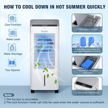 Load image into Gallery viewer, ITEM# 0072  Portable Evaporative Air Cooler, 3-IN-1 Air Cooler with Fan &amp; Humidifier, Oscillation Swamp Cooler with 3 Wind Speeds, 3 Modes, 4 Ice Packs, 12H Timer, Remote, for Bedroom Office Home  (Watch Video)
