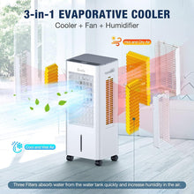 Load image into Gallery viewer, ITEM# 0072  Portable Evaporative Air Cooler, 3-IN-1 Air Cooler with Fan &amp; Humidifier, Oscillation Swamp Cooler with 3 Wind Speeds, 3 Modes, 4 Ice Packs, 12H Timer, Remote, for Bedroom Office Home  (Watch Video)
