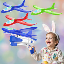 Load image into Gallery viewer, ITEM# 0202   3 Pack Foam Airplane Launcher Toys, 2 Flight Mode Glider Plane ,Kids Flying Toy,3 4 5 6 7 8 9 10 11 12 Year Old Boys Girls Gifts, Outdoor Sport Party Favor (Watch Video)
