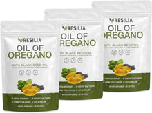Load image into Gallery viewer, ITEM# 0240   Resilia Softgels with Black Seed Oil 6000mg – Premium Grade Oregano Oil Capsules for Immune &amp; Digestive Support – Non-GMO, Gluten-Free Softgels – Natural Herbal Wellness Supplement (60 Count)
