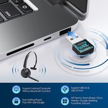 Load image into Gallery viewer, ITEM# 0132   Mopchnic Bluetooth Headset, Wireless Headset with Upgraded Microphone AI Noise Canceling, On Ear Bluetooth Headset with USB Dongle for Office Call Center Skype Zoom Meeting Online Class Trucker (Watch Video)
