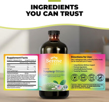 Load image into Gallery viewer, ITEM# 0231   Serene Herbs Soursop Bitters Liquid – Organic Herbal Sour SOP Guanabana with Black Seed, Moringa, Irish Moss &amp; Ginger – Gut Support, Energy &amp; Immune Boost – Vegan, Non-GMO – 16 oz (Watch 2 Videos)
