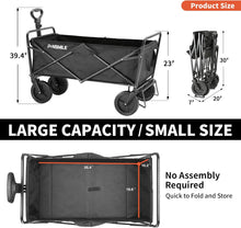 Load image into Gallery viewer, ITEM# 0221   Collapsible Folding Wagon, Heavy Duty 220Lbs Capacity, Foldable Utility Cart for Outdoor Camping, Grocery, Sports, Beach - All Terrain(Watch Video)
