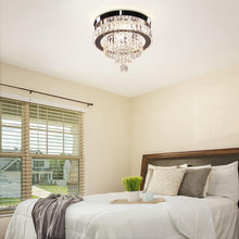 Load image into Gallery viewer, ITEM# 0180   Dimmable Crystal Chandeliers 11.8&quot; LED Flush Mount Ceiling Chandelier Modern Crystal Ceiling Light Fixtures for Bedroom Dining Room Hallway (2700K/4000K/6500K) Watch Video
