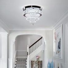 Load image into Gallery viewer, ITEM# 0180   Dimmable Crystal Chandeliers 11.8&quot; LED Flush Mount Ceiling Chandelier Modern Crystal Ceiling Light Fixtures for Bedroom Dining Room Hallway (2700K/4000K/6500K) Watch Video
