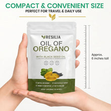 Load image into Gallery viewer, ITEM# 0240    Resilia Softgels with Black Seed Oil – Premium Grade Oregano Oil Capsules for Immune &amp; Digestive Support – Non-GMO, Gluten-Free Softgels – Natural Herbal Wellness Supplement(60 Count) Watch Video
