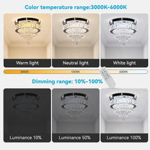 Load image into Gallery viewer, ITEM# 0180   Dimmable Crystal Chandeliers 11.8&quot; LED Flush Mount Ceiling Chandelier Modern Crystal Ceiling Light Fixtures for Bedroom Dining Room Hallway (2700K/4000K/6500K) Watch Video
