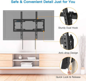ITEM# 0124   UL Listed Tilt TV Wall Mount Bracket Low Profile for Most 23-55 Inch LED LCD OLED 4K Flat Curved TVs up to 99lbs Max VESA 400x400mm, 8° Tilting for Anti-Glaring, Fits 8-16 inch Wood Stud (Watch Video)