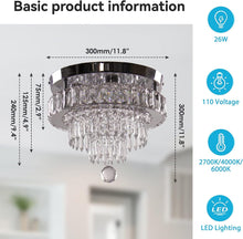 Load image into Gallery viewer, ITEM# 0180   Dimmable Crystal Chandeliers 11.8&quot; LED Flush Mount Ceiling Chandelier Modern Crystal Ceiling Light Fixtures for Bedroom Dining Room Hallway (2700K/4000K/6500K) Watch Video
