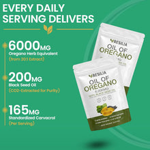 Load image into Gallery viewer, ITEM# 0240   Resilia Softgels with Black Seed Oil 6000mg – Premium Grade Oregano Oil Capsules for Immune &amp; Digestive Support – Non-GMO, Gluten-Free Softgels – Natural Herbal Wellness Supplement (60 Count)
