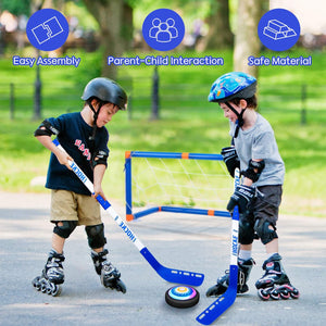 ITEM# 0202   Kids Toys Hover Hockey Soccer Ball Set with 3 Goals, Rechargeable Floating Air Soccer Ball with Led Light and Foam Bumper, Indoor Outdoor Sport Games  (Watch Video)