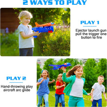 Load image into Gallery viewer, ITEM# 0201   4 Pack Airplane Launcher Toys, 2 Flight Modes LED Foam Glider Catapult Plane, Outdoor Flying Toy (Watch Video)
