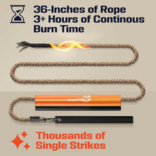 Load image into Gallery viewer, ITEM# 0208   Fire Starter Survival Tool - All-in-One Flint and Steel Fire Starter Kit - Ferro Rod Fire Starter with 36&quot; Waterproof Tinder Wick Rope and Steel Fire Striker - Patented Firestarter (Watch Video)
