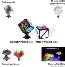 Load image into Gallery viewer, ITEM# 0233   Magnet Pyramid Stone - 1 Cube Transforms into 1 Billion Shapes, 14 pcs (12 Puzzle pcs and 2 Spinners), 243 Rare Earth Magnets, Creative Puzzle STEM Toy (Watch Video)
