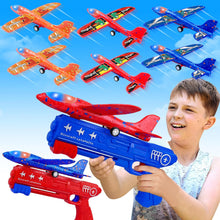 Load image into Gallery viewer, ITEM# 0201  Airplane Launcher Toys, 2 Flight Modes LED Foam Glider Catapult Plane, Outdoor Flying Toy for Kids, Birthday Gifts for Boy Girl 4 5 6 7 8 9 10 11 12 Year Old (Watch Video)
