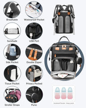 Load image into Gallery viewer, ITEM# 0001   Diaper Bag Backpack, Multifunction Large Capacity Baby Diaper Bags with Changing Station Baby Bag for Boy Girl Travel Back Pack with USB Charger for Moms And Dads (Watch Video)

