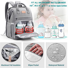Load image into Gallery viewer, ITEM# 0001   Diaper Bag Backpack, Multifunction Large Capacity Baby Diaper Bags with Changing Station Baby Bag for Boy Girl Travel Back Pack with USB Charger for Moms And Dads (Watch Video)
