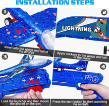 Load image into Gallery viewer, ITEM# 0201   4 Pack Airplane Launcher Toys, 2 Flight Modes LED Foam Glider Catapult Plane, Outdoor Flying Toy (Watch Video)
