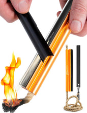 Load image into Gallery viewer, ITEM# 0208   Fire Starter Survival Tool - All-in-One Flint and Steel Fire Starter Kit - Ferro Rod Fire Starter with 36&quot; Waterproof Tinder Wick Rope and Steel Fire Striker - Patented Firestarter (Watch Video)

