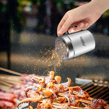 Load image into Gallery viewer, ITEM# 0120   Stainless Steel Salt and Pepper Shakers Set with Lid and Handle 127 Holes, Metal Dredge Shaker (2 Pieces)
