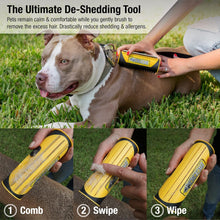 Load image into Gallery viewer, ITEM# 0192   King Komb | Multi-Use Deshedding Grooming Tool | Top &amp; Undercoat | Self Clean | Retractable Blades | 3 Metal Deshedding Edges | Rubber Bristles for Grooming | Large (Watch Video)
