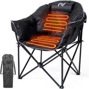 ITEM# 0222   Heated Camping Chair, Padded Camp Chair Round Moon Saucer Folding Lawn Chair Outdoor Chair, Patio Lounge Chairs Portable Folding Camping Chairs Heated Chair (Watch Video)