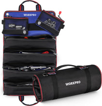 Load image into Gallery viewer, ITEM# 0189   Roll Up Tool Bag, Tool Roll Up Bag with Detachable Tool Pouches, Heavy Duty Tool Bag Organizer with 6 Pockets, Tool Organizer for Mechanic, Electrician, Plumber and Carpenter (Watch Video)
