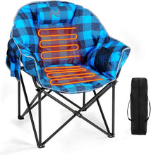 Load image into Gallery viewer, ITEM# 0222   Heated Camping Chair, Padded Camp Chair Round Moon Saucer Folding Lawn Chair Outdoor Chair, Patio Lounge Chairs Portable Folding Camping Chairs Heated Chair (Watch Video)
