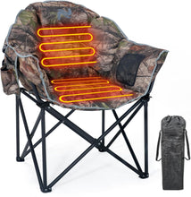 Load image into Gallery viewer, ITEM# 0222   Heated Camping Chair, Padded Camp Chair Round Moon Saucer Folding Lawn Chair Outdoor Chair, Patio Lounge Chairs Portable Folding Camping Chairs Heated Chair (Watch Video)
