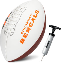 Load image into Gallery viewer, ITEM# 0215   Sports NFL Autograph Football - Official ADULT Size White Panel Souvenir Football for Autographs + Signatures - NFL Team Fan Shop Memorabilia Football for Display (Watch Video)
