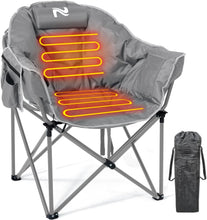 Load image into Gallery viewer, ITEM# 0222   Heated Camping Chair, Padded Camp Chair Round Moon Saucer Folding Lawn Chair Outdoor Chair, Patio Lounge Chairs Portable Folding Camping Chairs Heated Chair (Watch Video)
