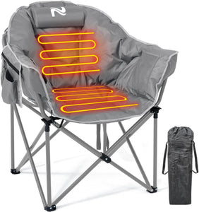 ITEM# 0222   Heated Camping Chair, Padded Camp Chair Round Moon Saucer Folding Lawn Chair Outdoor Chair, Patio Lounge Chairs Portable Folding Camping Chairs Heated Chair (Watch Video)
