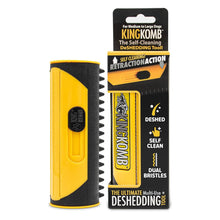 Load image into Gallery viewer, ITEM# 0192   King Komb | Multi-Use Deshedding Grooming Tool | Top &amp; Undercoat | Self Clean | Retractable Blades | 3 Metal Deshedding Edges | Rubber Bristles for Grooming | Large (Watch Video)

