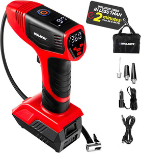 ITEM# 0165   Digital Tire Inflator Automatic 150 PSI Max w/Gauge Display Screen & Pre-Set Pressure in KPA, PSI, BAR, kg/cm, Built-in LED Lights, Rechargeable, Air Compressor, Car Tire Pump (Watch Video)