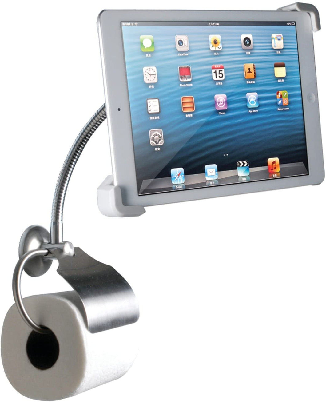 ITEM# 0010   CTA Digital Wall-Mount Bathroom Stand for iPad and Tablets with Paper Holder PAD-WBS (Watch Video)